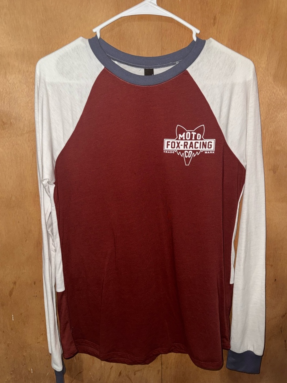 Fox Men's Long-Sleeve Raglan Tee - Maroon, White & Navy